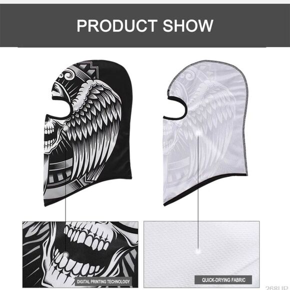 Tactical Skull Ghost Printed Full Face Mask Balaclava Halloween Ski Motorcycle - Picture 5 of 6